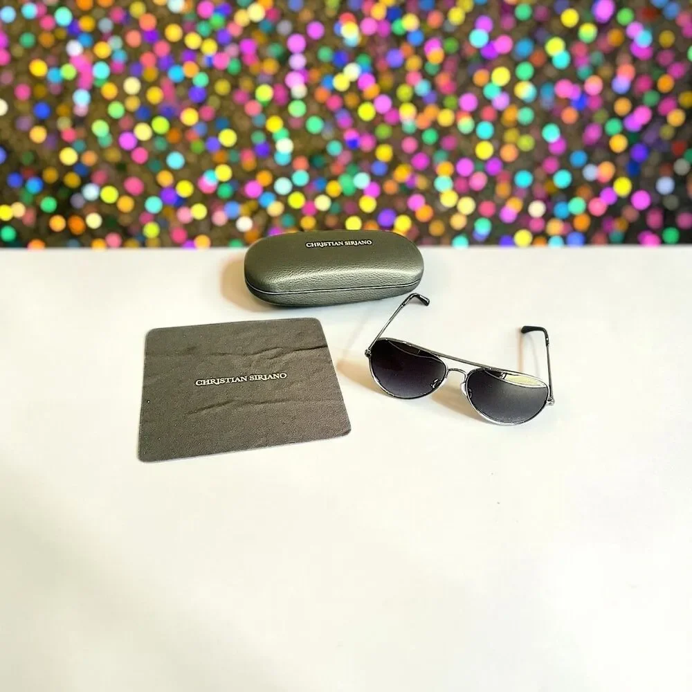 Christian Siriano Aviator Sunglasses in Gun Brand New in Case MSRP $139